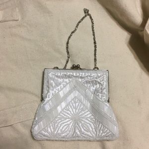 Jessica McClintock Sequin White Evening bag